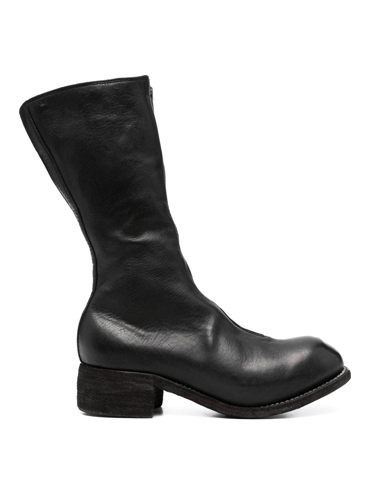 Shop Guidi Mid Front Zip Boots In Negro
