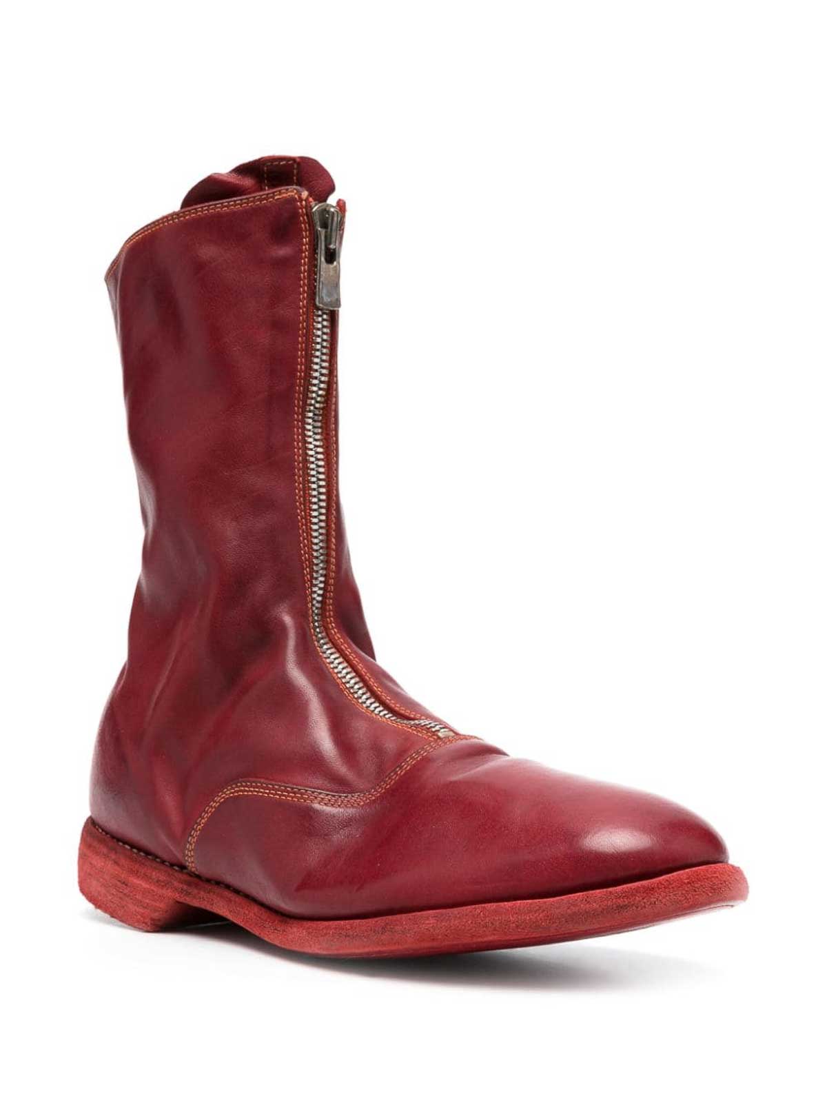 Shop Guidi Front Zip Army Boots In Rojo