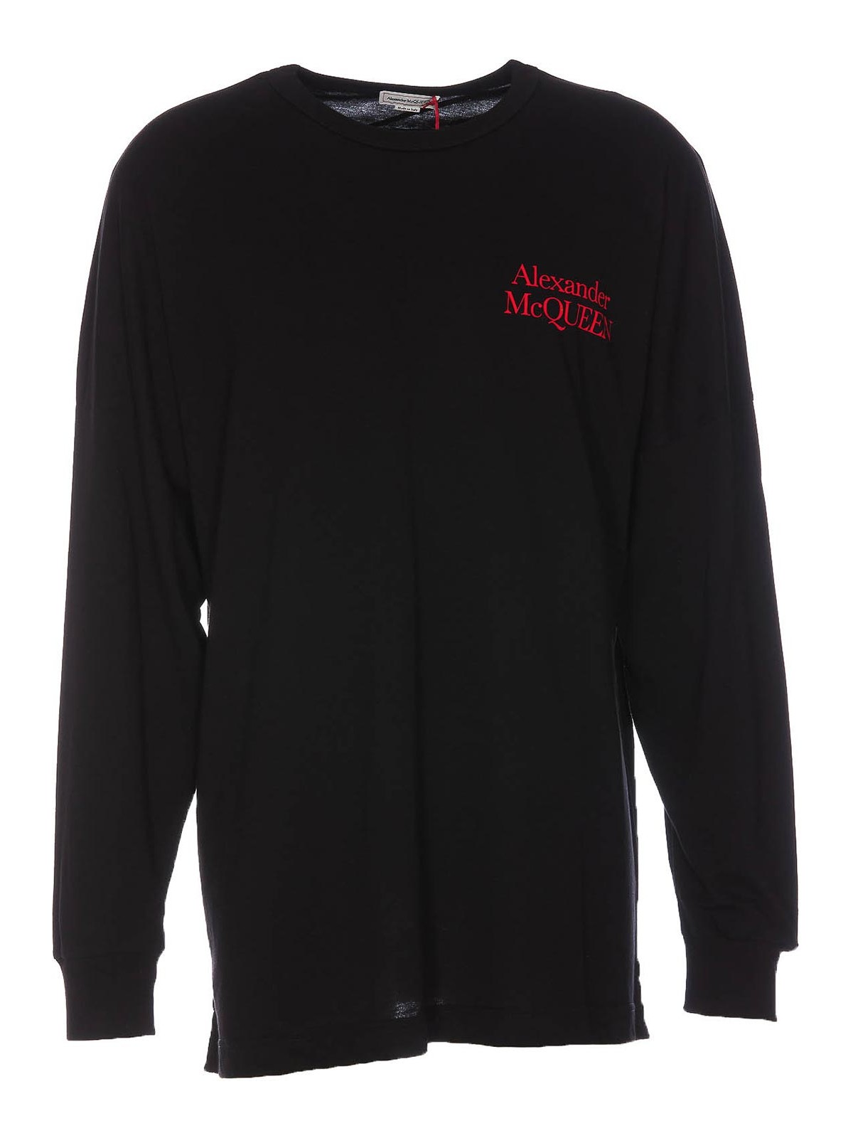 Alexander Mcqueen Logo Long Sleeves T-shirt In Negro