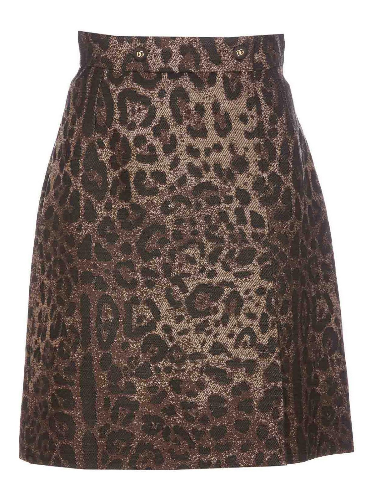 Dolce & Gabbana Printed Leo Skirt In Brown