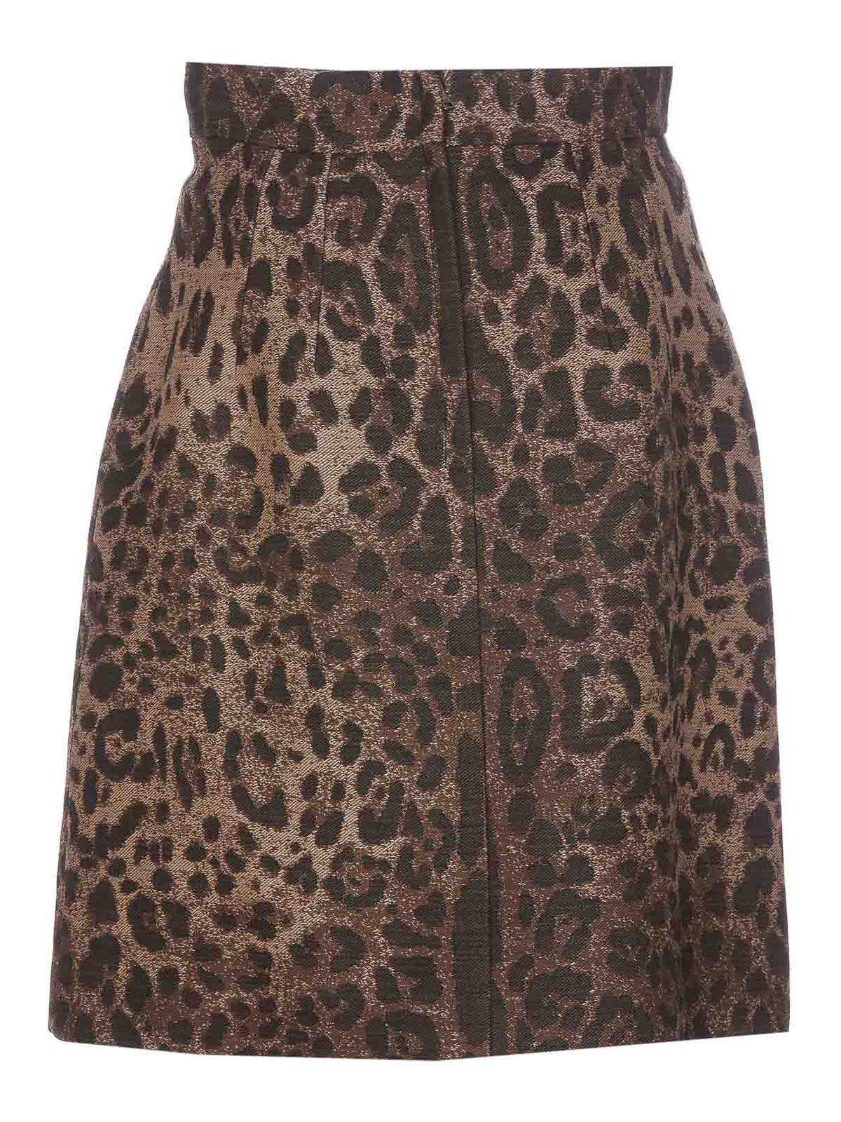 Shop Dolce & Gabbana Printed Leo Skirt In Brown