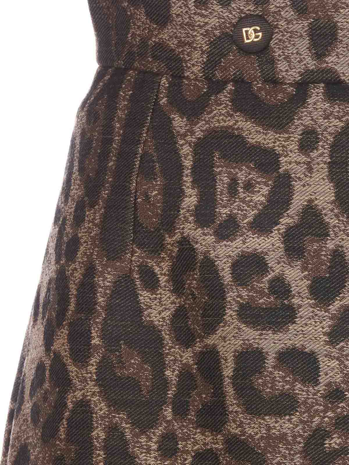 Shop Dolce & Gabbana Printed Leo Skirt In Brown