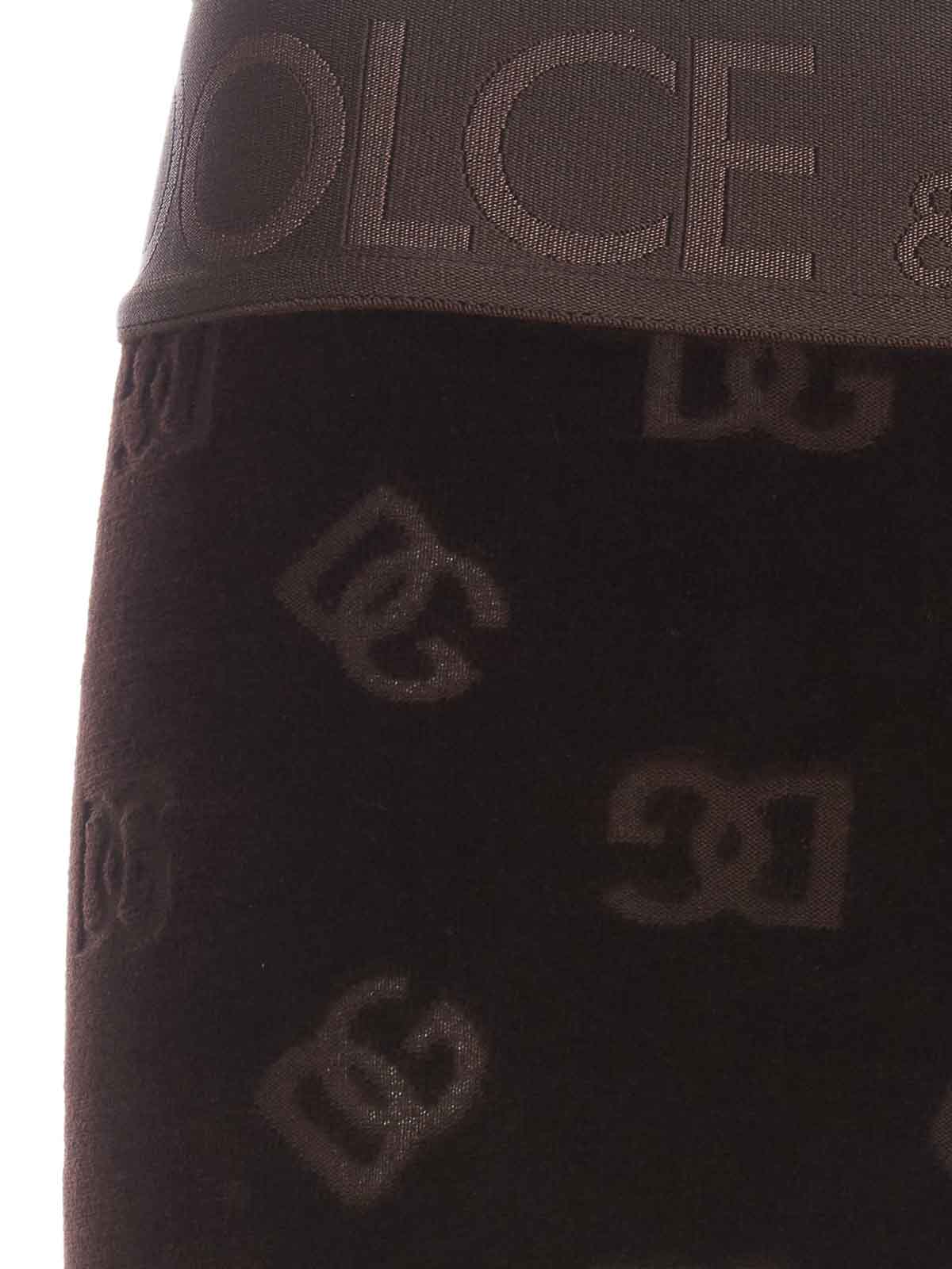 Shop Dolce & Gabbana Dg Logo Leggings In Brown