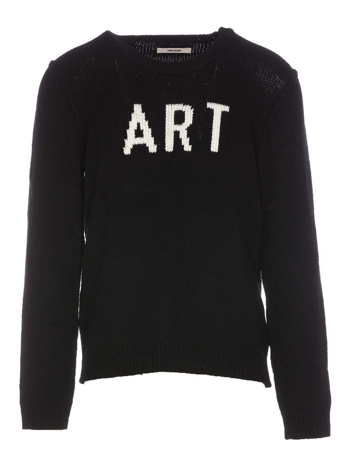 Zadig & Voltaire Kennedy Intarsia-slogan Wool Jumper In Black