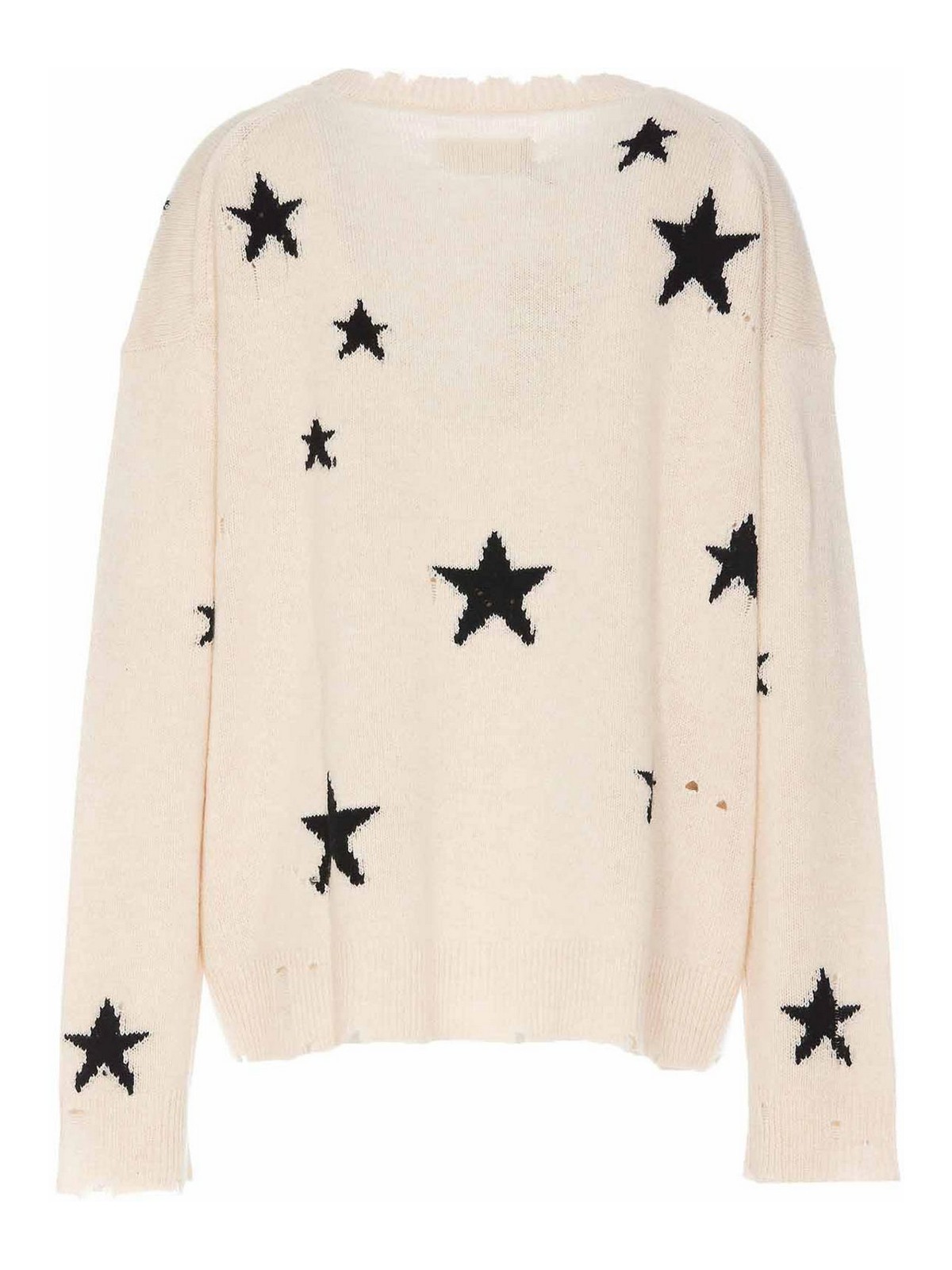 Shop Zadig & Voltaire Markus Stars Destroyed Sweater In White