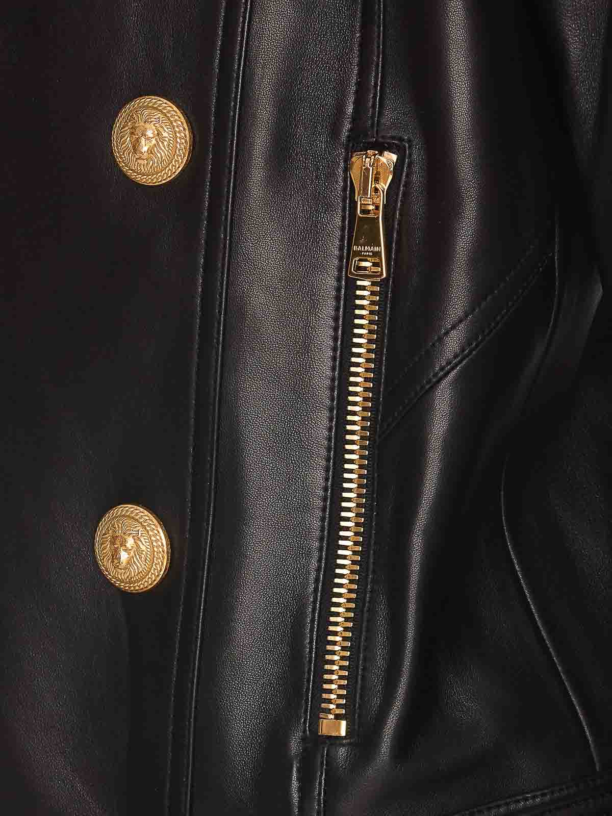 Balmain Double breasted biker jacket - Black - Men|TD315LB240PA