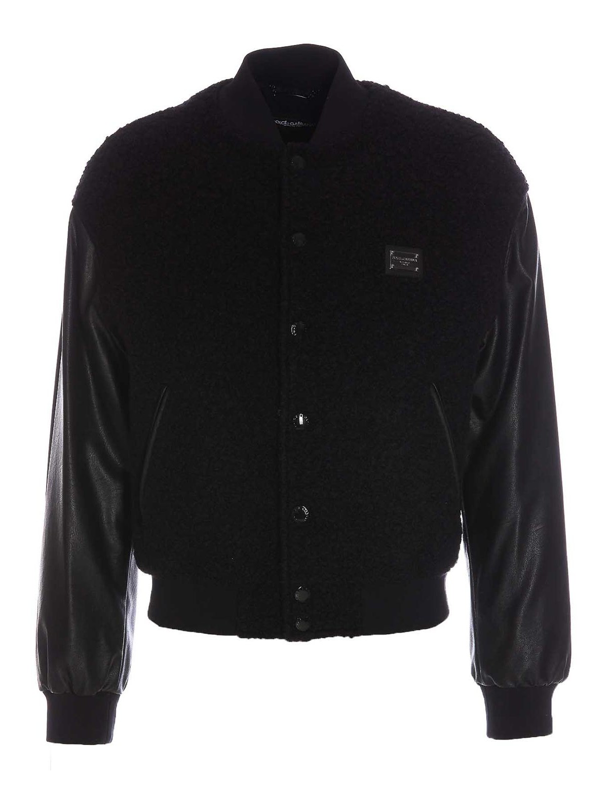 Dolce & Gabbana Eco Leather And Wool Jacket In Black