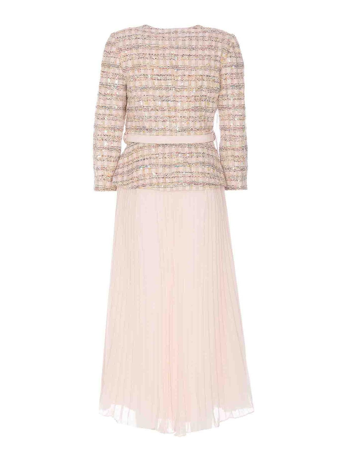 Self Portrait Sequin boucle midi dress - Nude & Neutrals|088MPINK