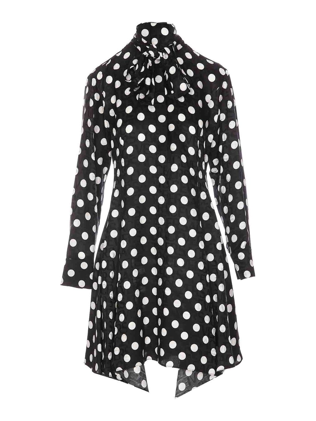 Versace Polka Dot Sleeved Midi Dress In Negro