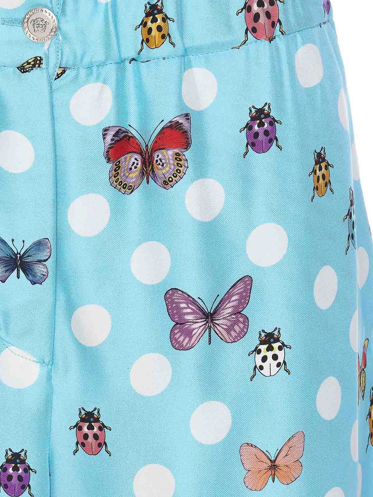 Versace Butterfly print informal pants - Blue
