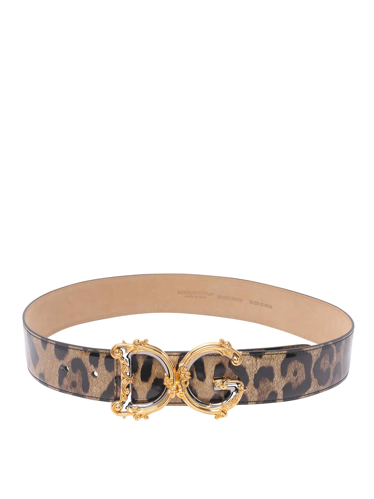 Dolce & Gabbana Leopard Print With Baroque Dg Logo ベルト-