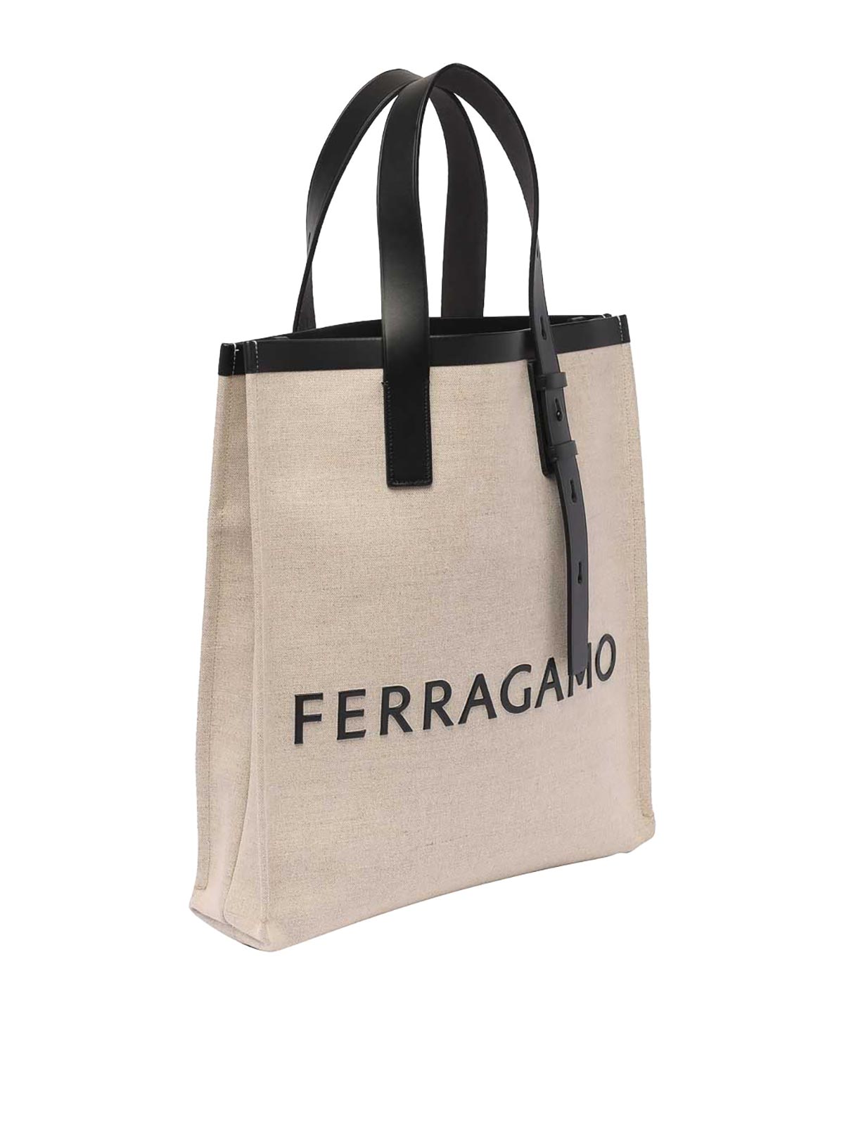 Shop Ferragamo Tote Bag With Signature In Beige
