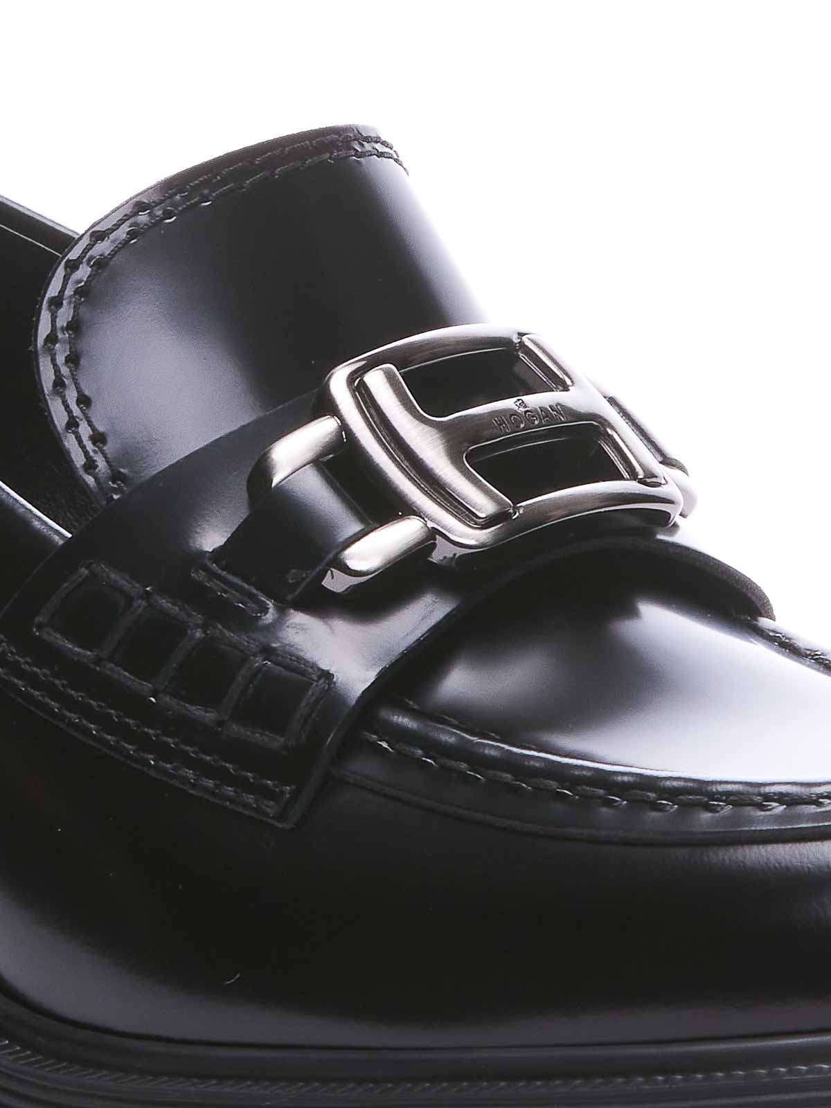 Shop Hogan H649 Loafers In Black