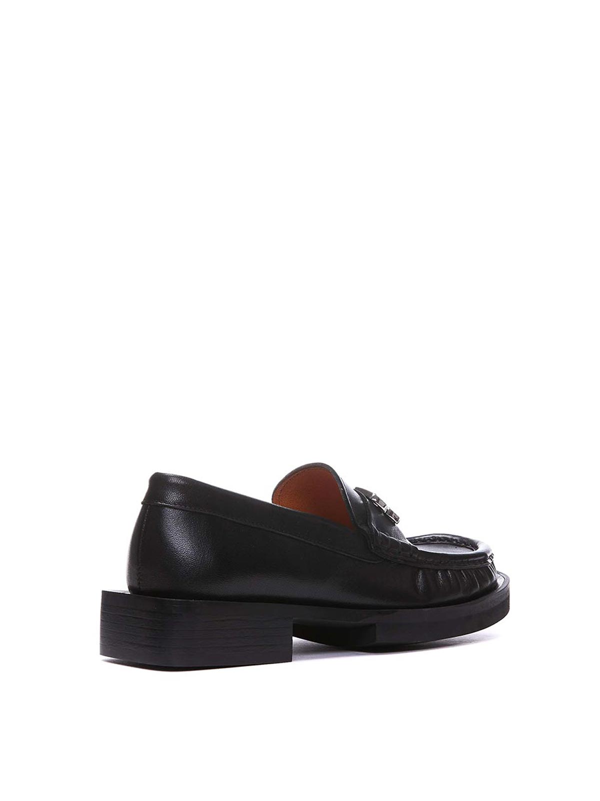 Shop Ganni Rhinestone Logo Loafers In Negro
