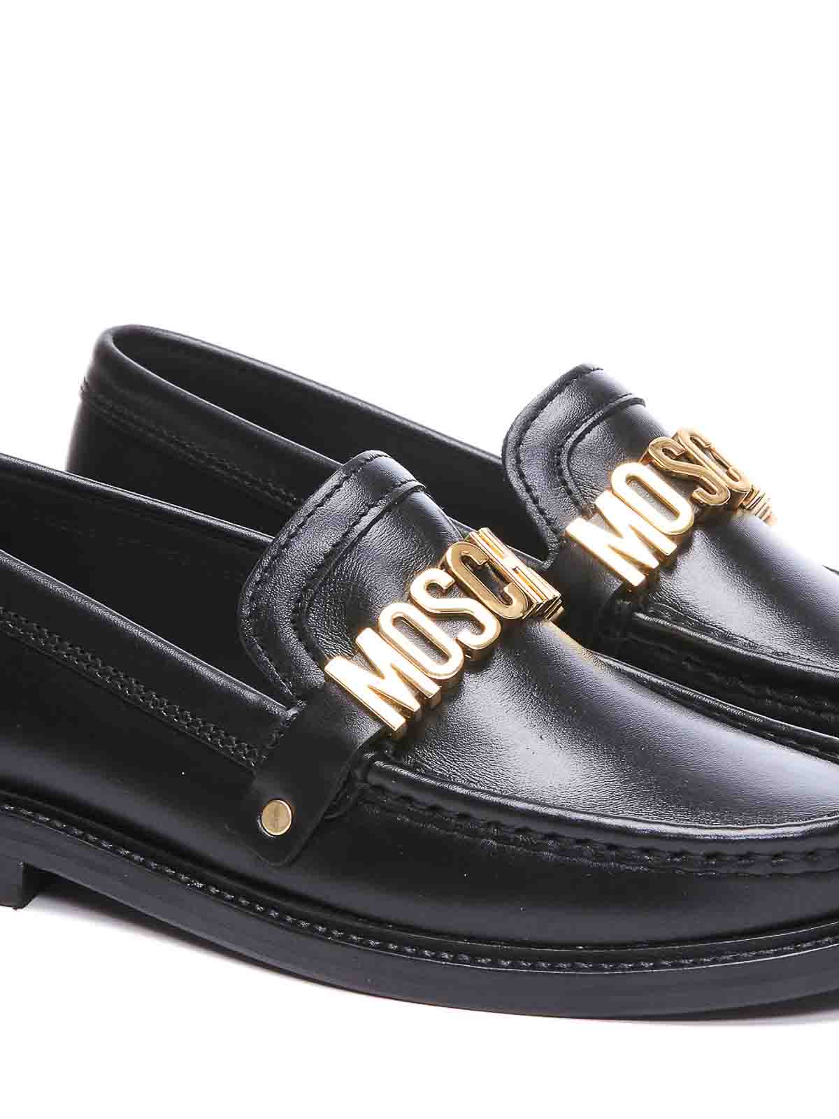 Moschino Black Loafers with Gold Logo Moschino Kid-Teen - Teen Girls Black & Gold Leather Loafers  main image 4