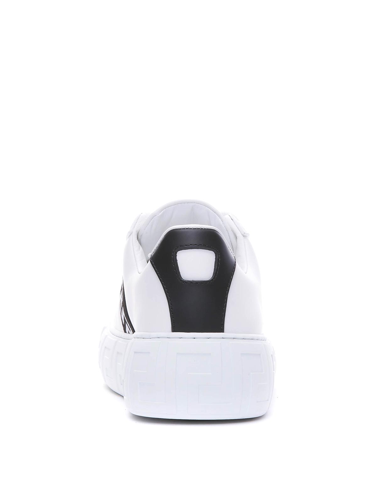 Shop Versace Greek Sneakers Logo In Blanco