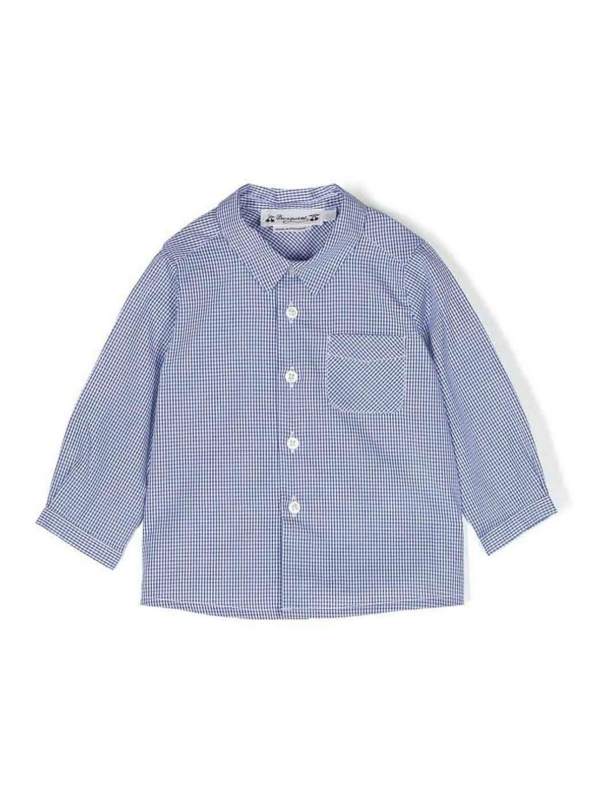 Bonpoint Kids' Sky Blue Check Cotton Shirt In Light Blue
