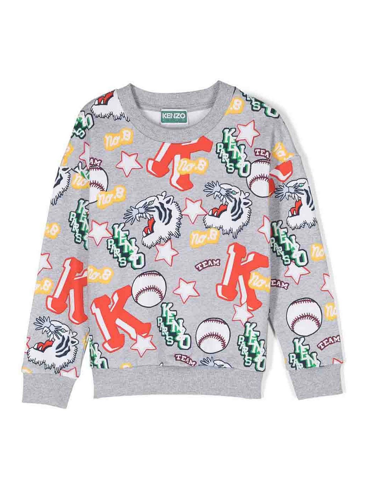 Kenzo Kids' Grey Printed Cotton Boy  Sweatshirt