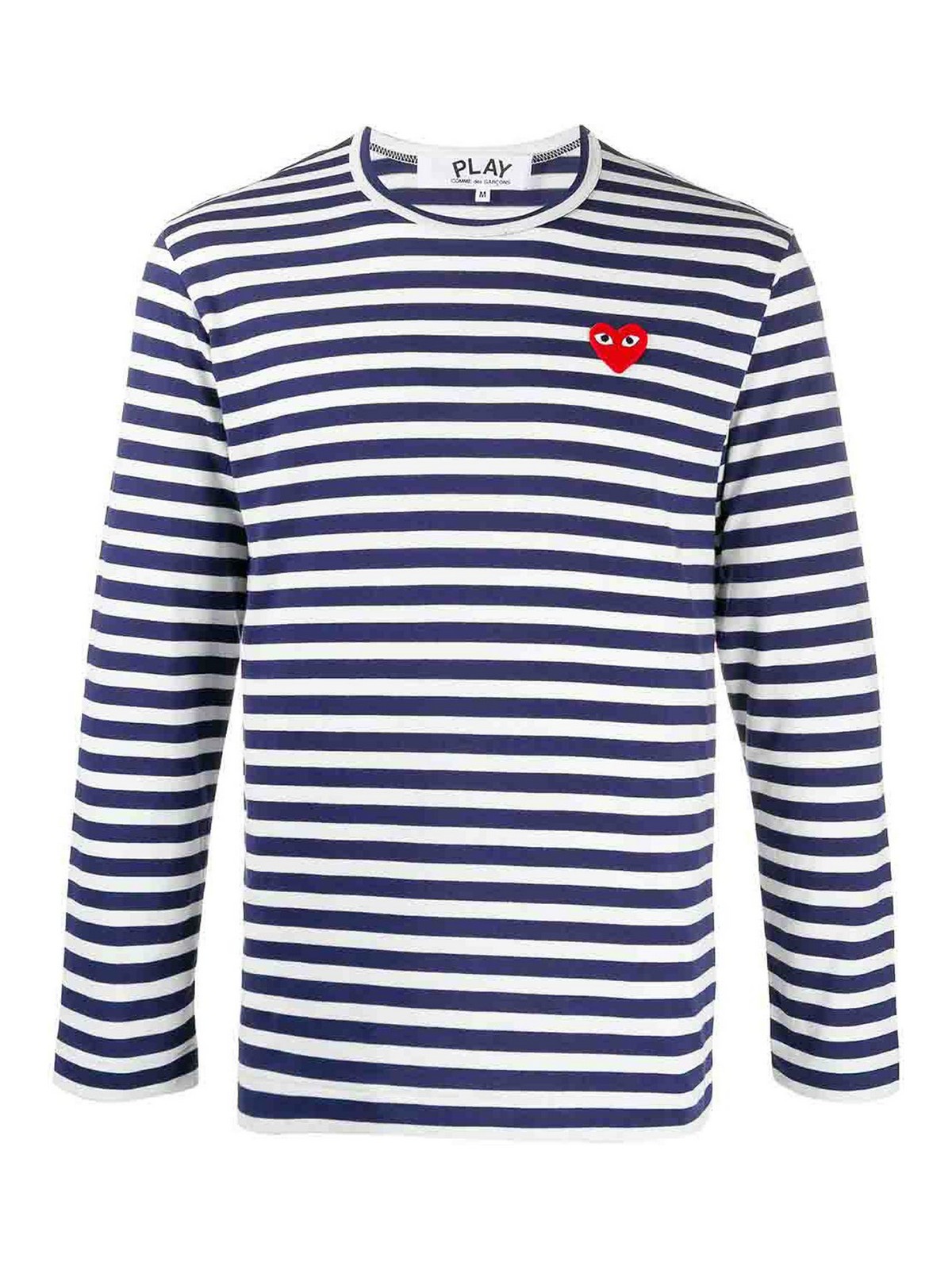Comme Des Garçons Play Heart Logo Striped T-shirt In Blue