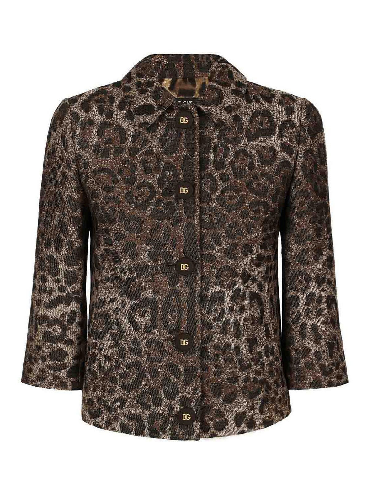 Shop Dolce & Gabbana Leopard Jacquard Jacket In Light Pink