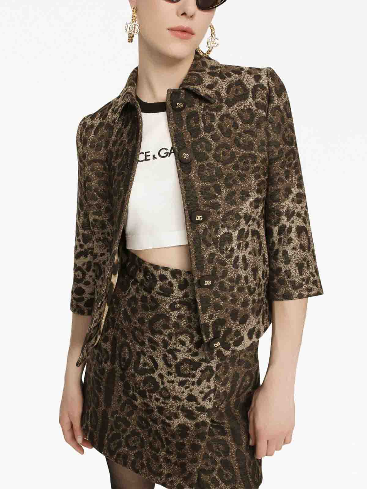 Shop Dolce & Gabbana Leopard Jacquard Jacket In Light Pink