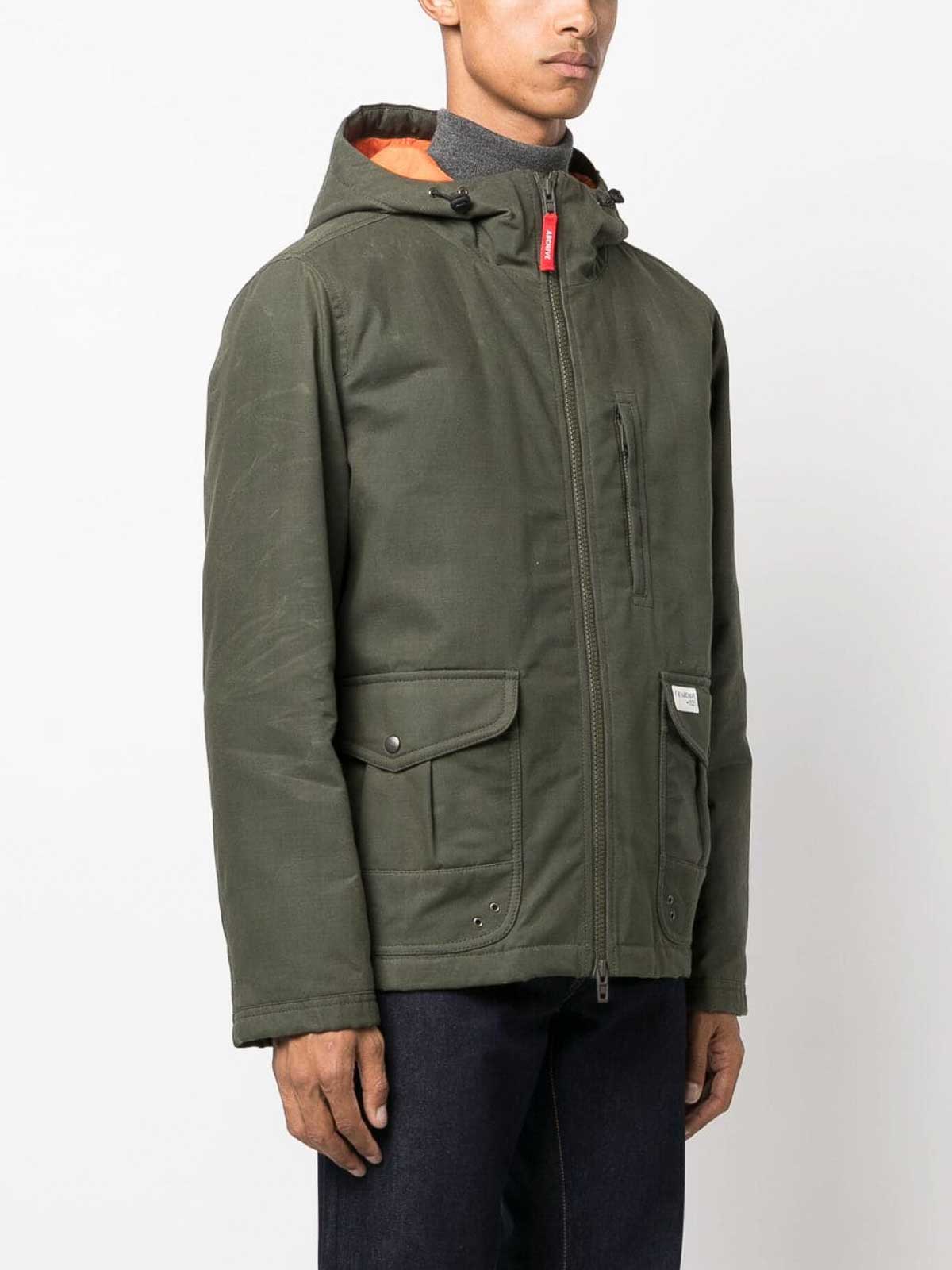 Shop Fay Logo-patch Hooded Jacket In Green