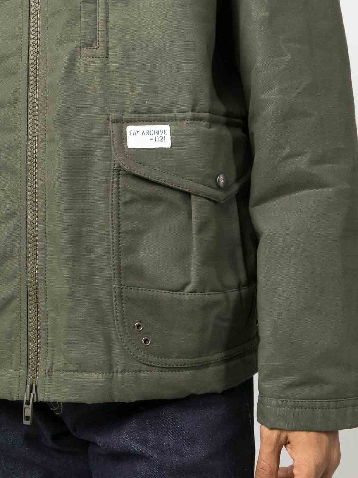 Shop Fay Logo-patch Hooded Jacket In Green