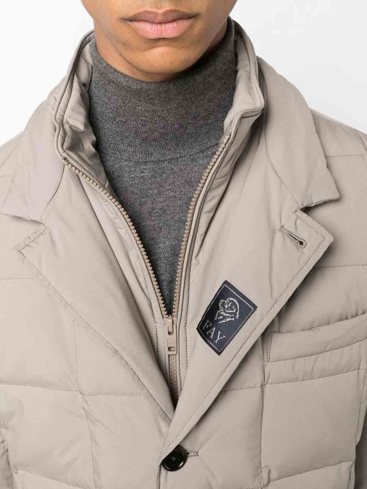 Shop Fay High-neck Padded Jacket In Light Brown