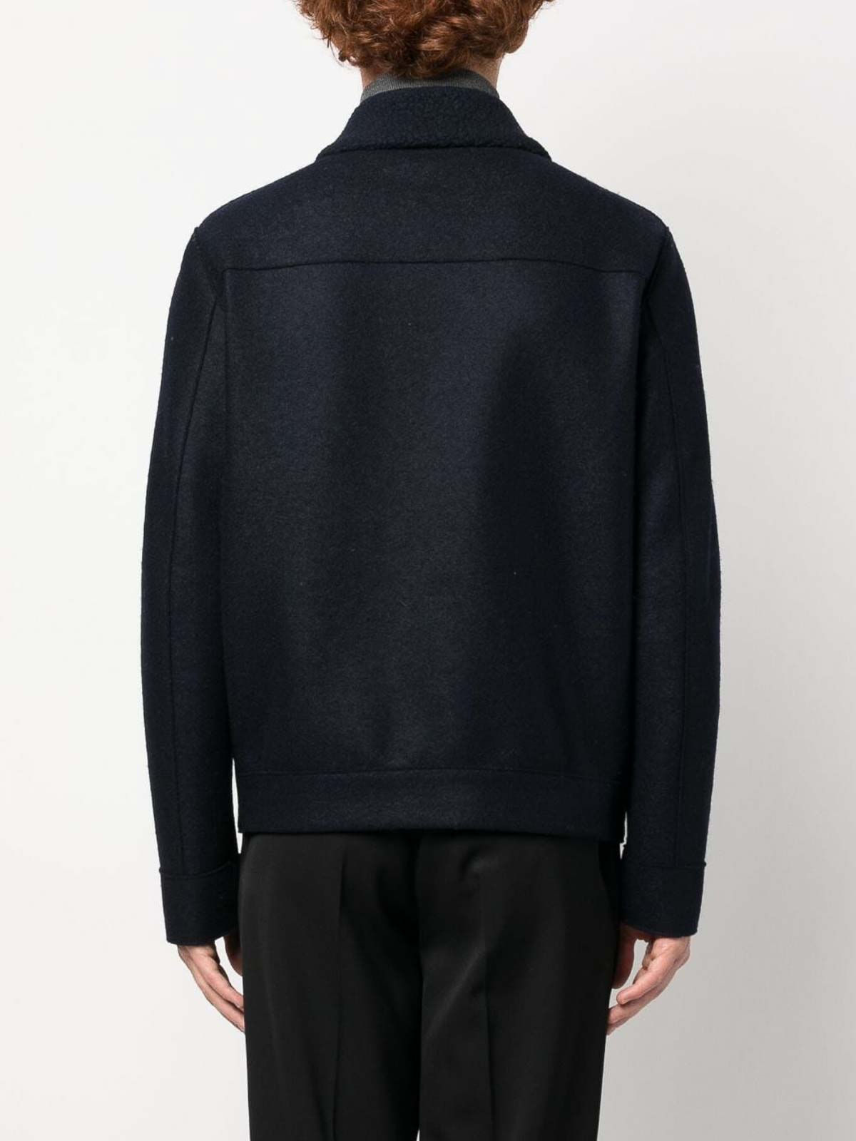 Harris Wharf London Golf Zip-Up Wool Jacket - Blue