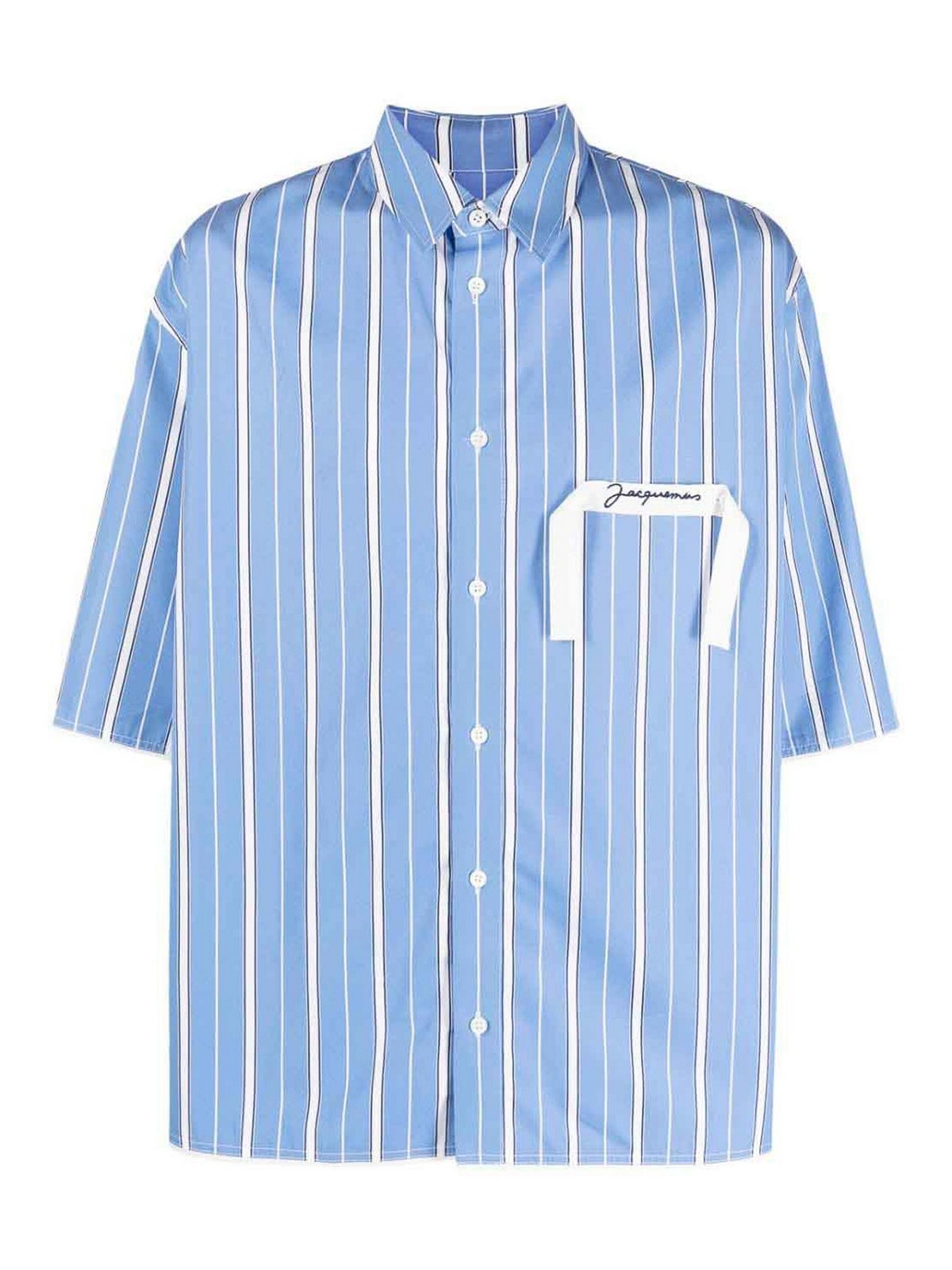 Jacquemus Striped Cotton Shirt, Blue/White - Men|226SH01014533BR