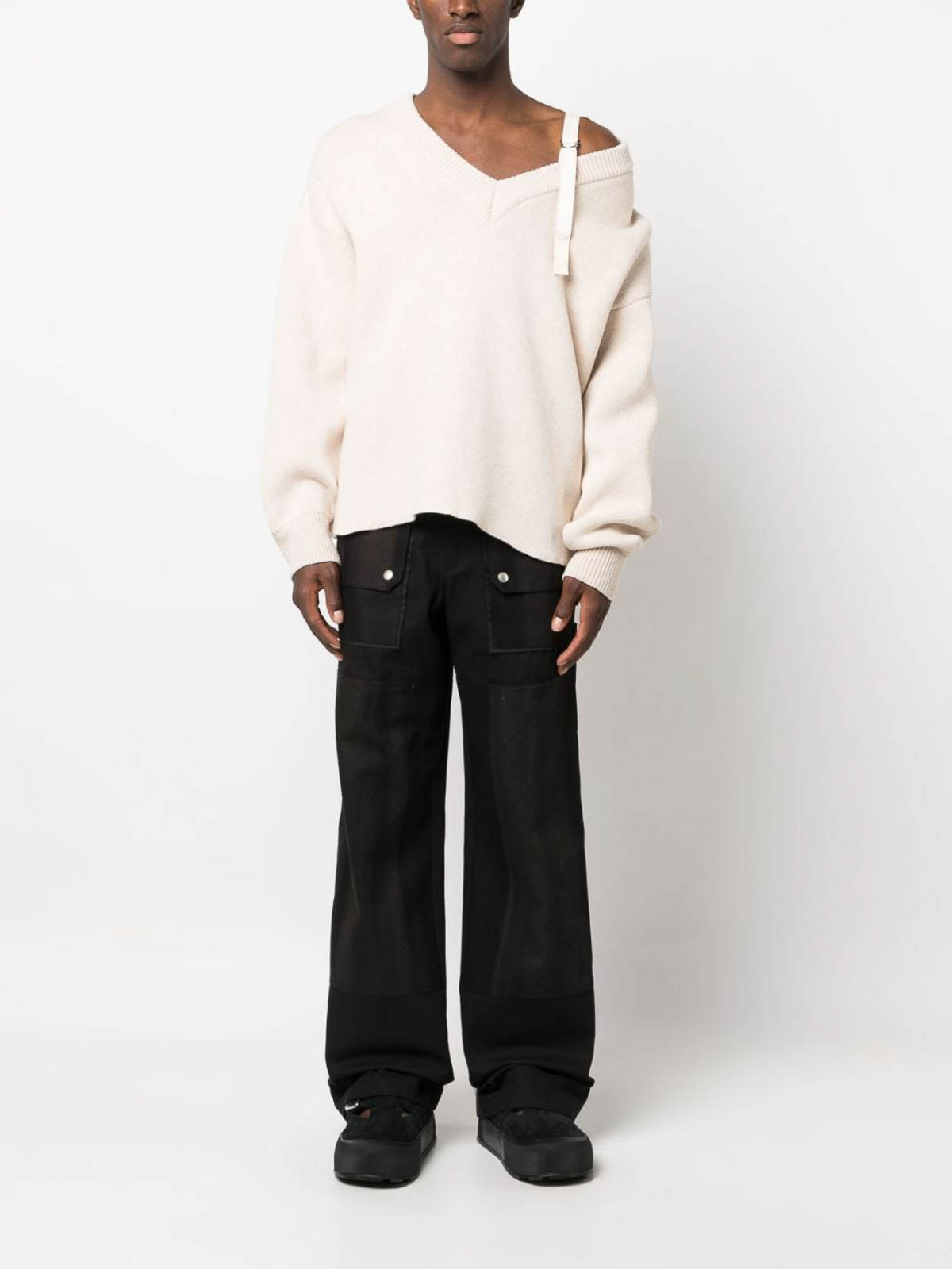 トップス JACQUEMUS ジャックムス 23AW アシンメトリー Vネックニット