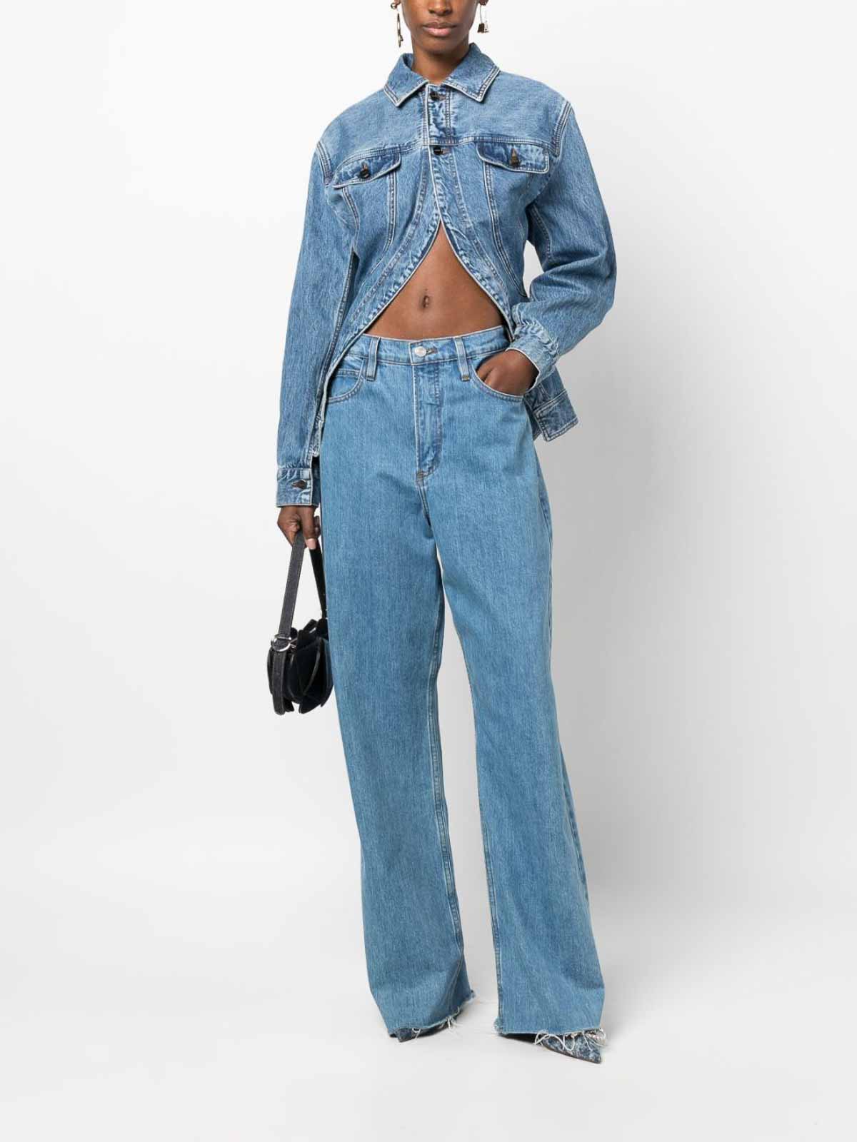 JACQUEMUS ヘルト付きテニムヘンシルスカト 233DE0321015 31A Jacquemus Peplum Denim Jacket - Blue - Women | 233DE028101531A