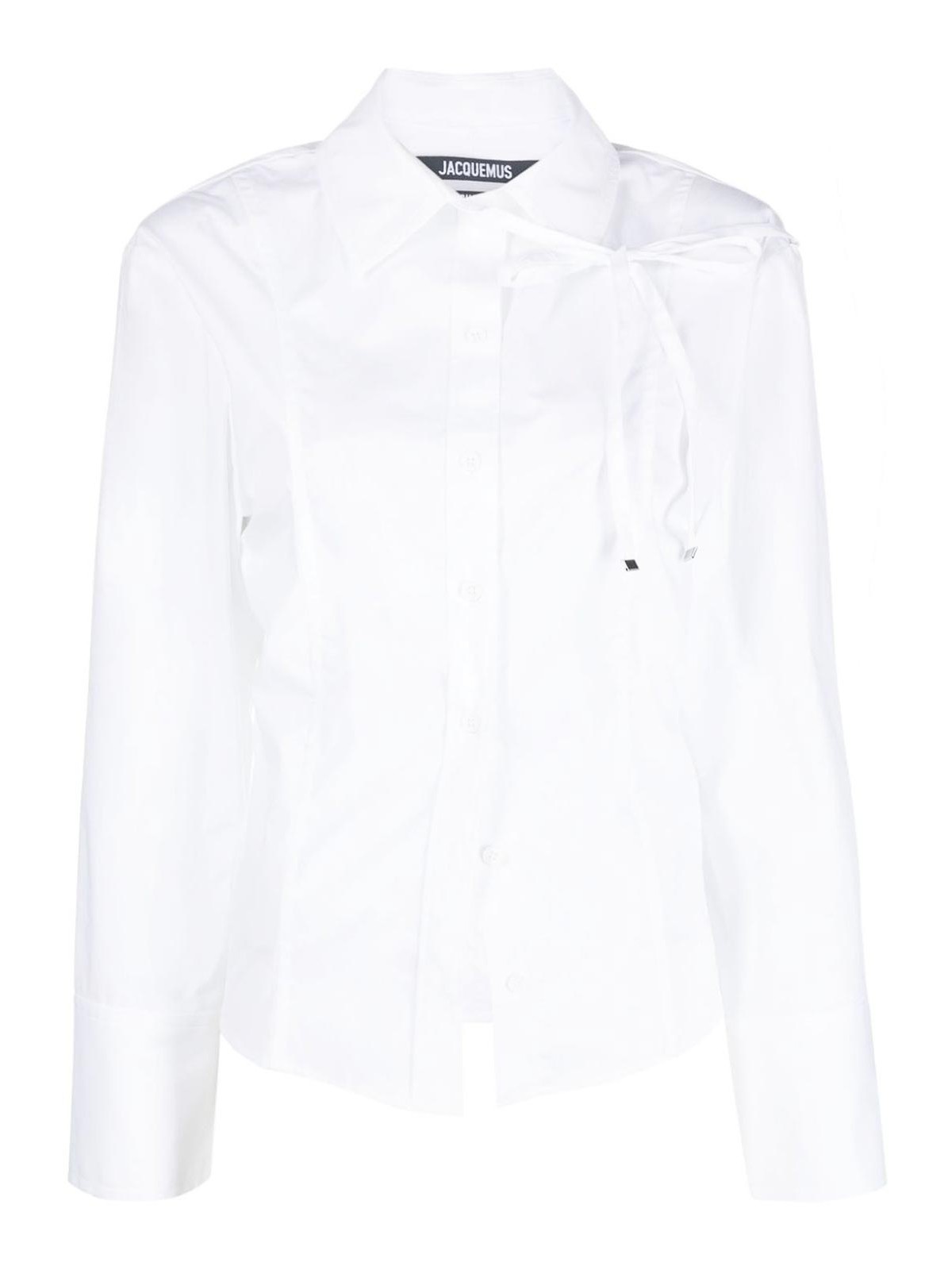 Shop Jacquemus La Chemise Ruban Cotton Shirt In White