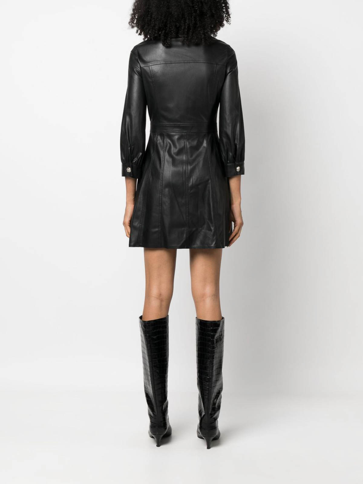 leather skirt skater dress Knit Faux Leather Illusion Skater Dress | Milioa