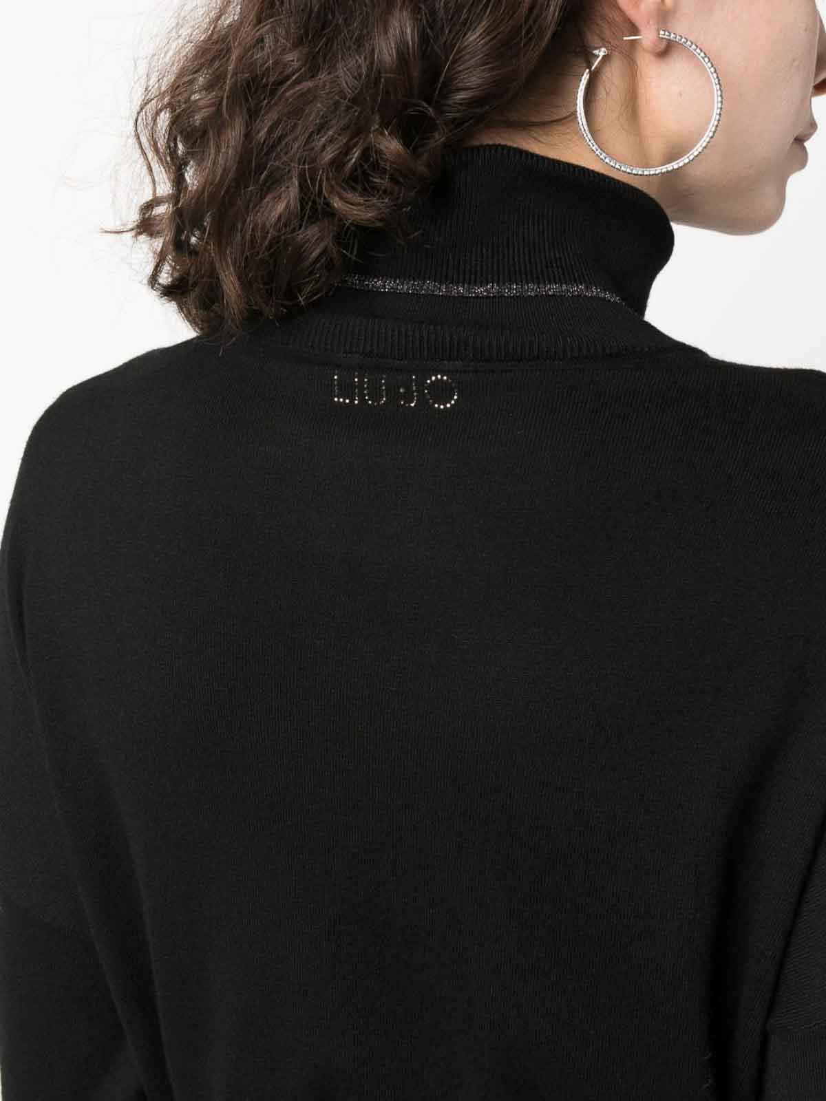 Shop Liu •jo Metallic-threading Knitted Jumper In Negro