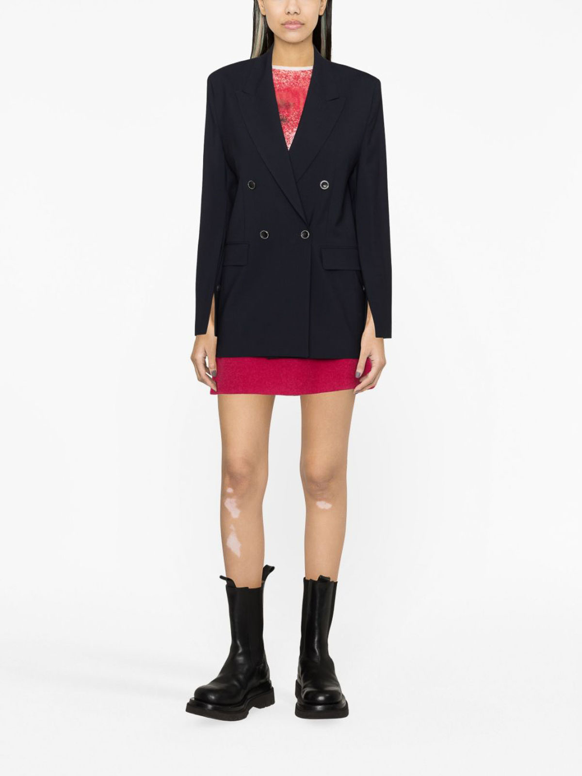 Shop Msgm Double-breasted Blazer In Blue