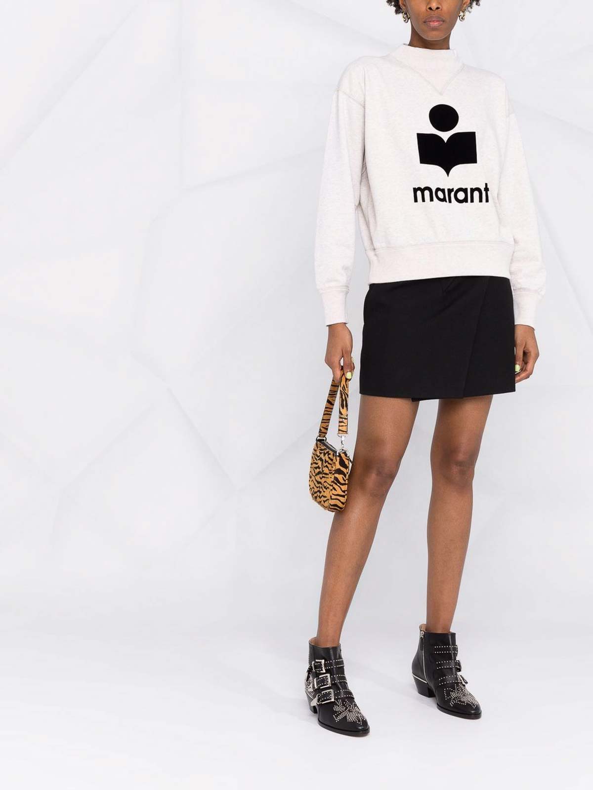 Shop Isabel Marant Étoile Ecru Flocked-logo Sweatshirt In Beige