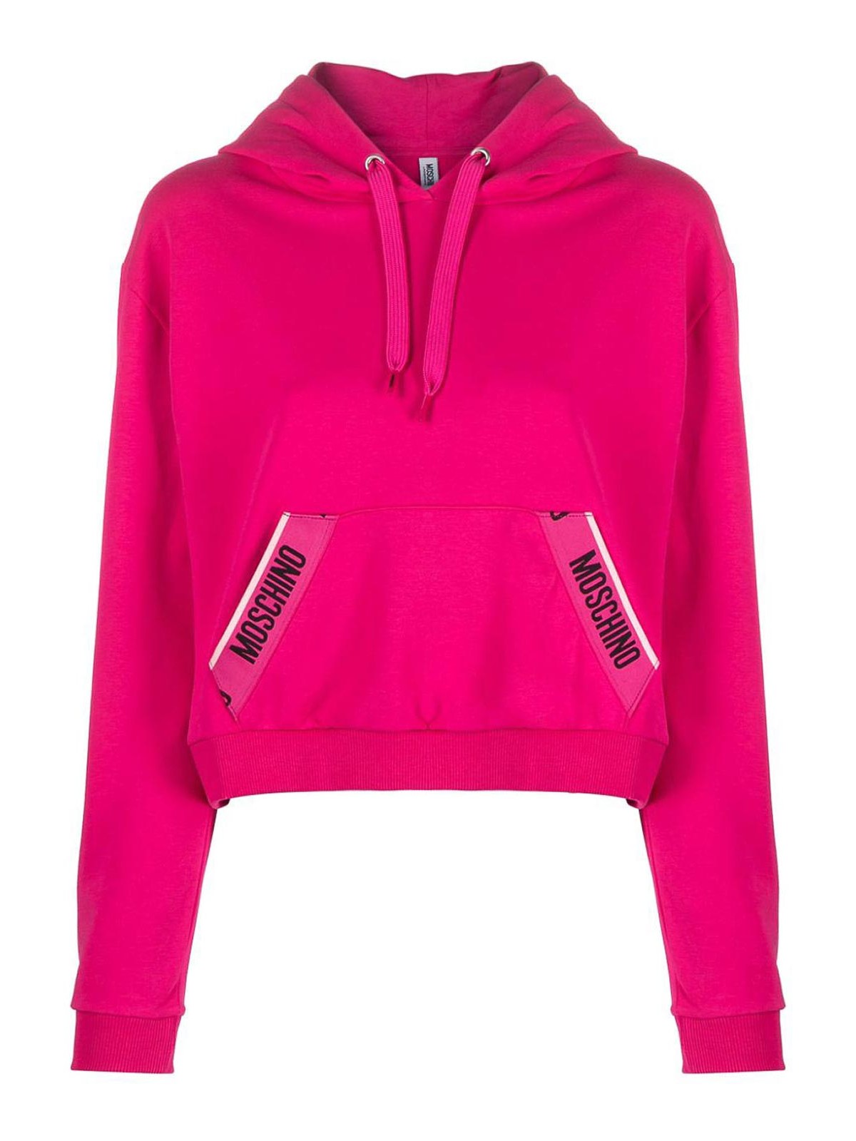 Moschino Cropped Logo-print Hoodie In Pink