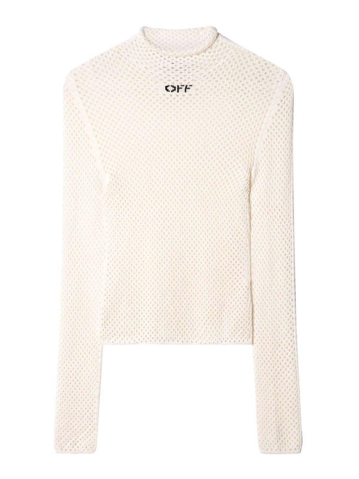 Shop Off-white Open-knit Top In Black