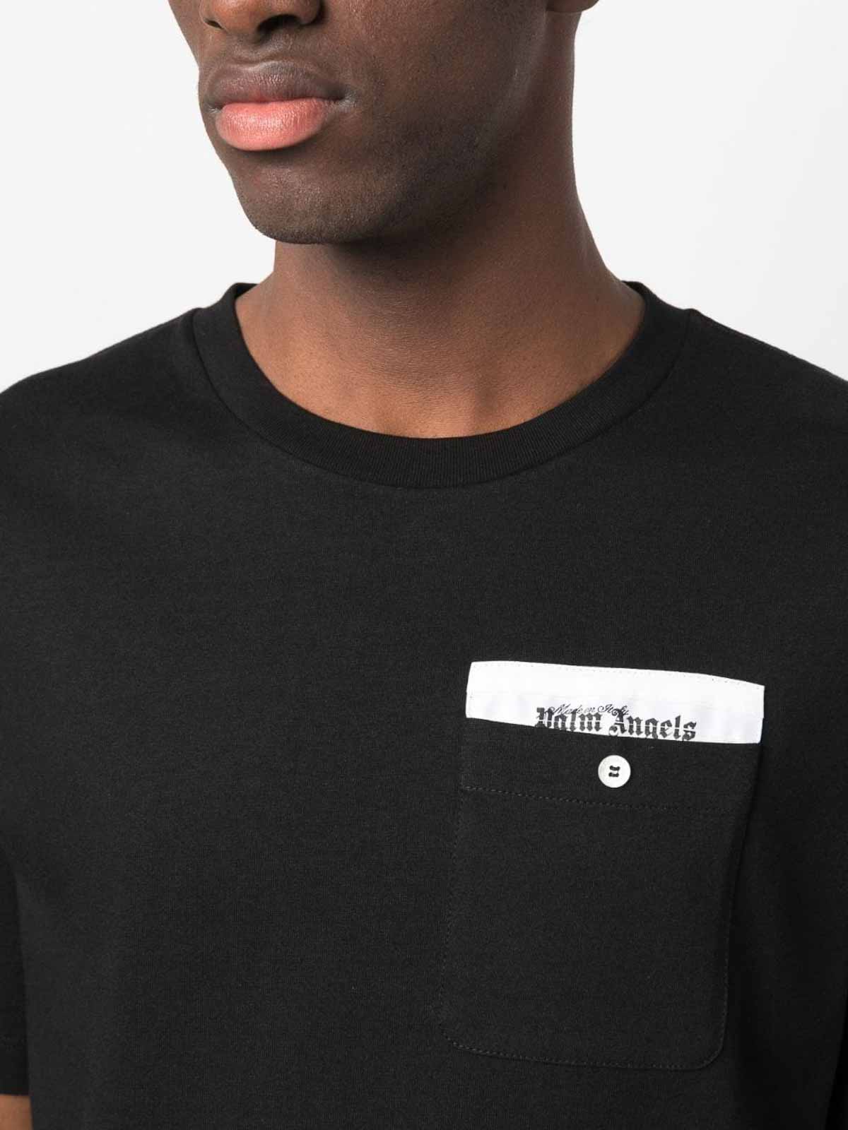 Shop Palm Angels Logo-tape T-shirt In Black