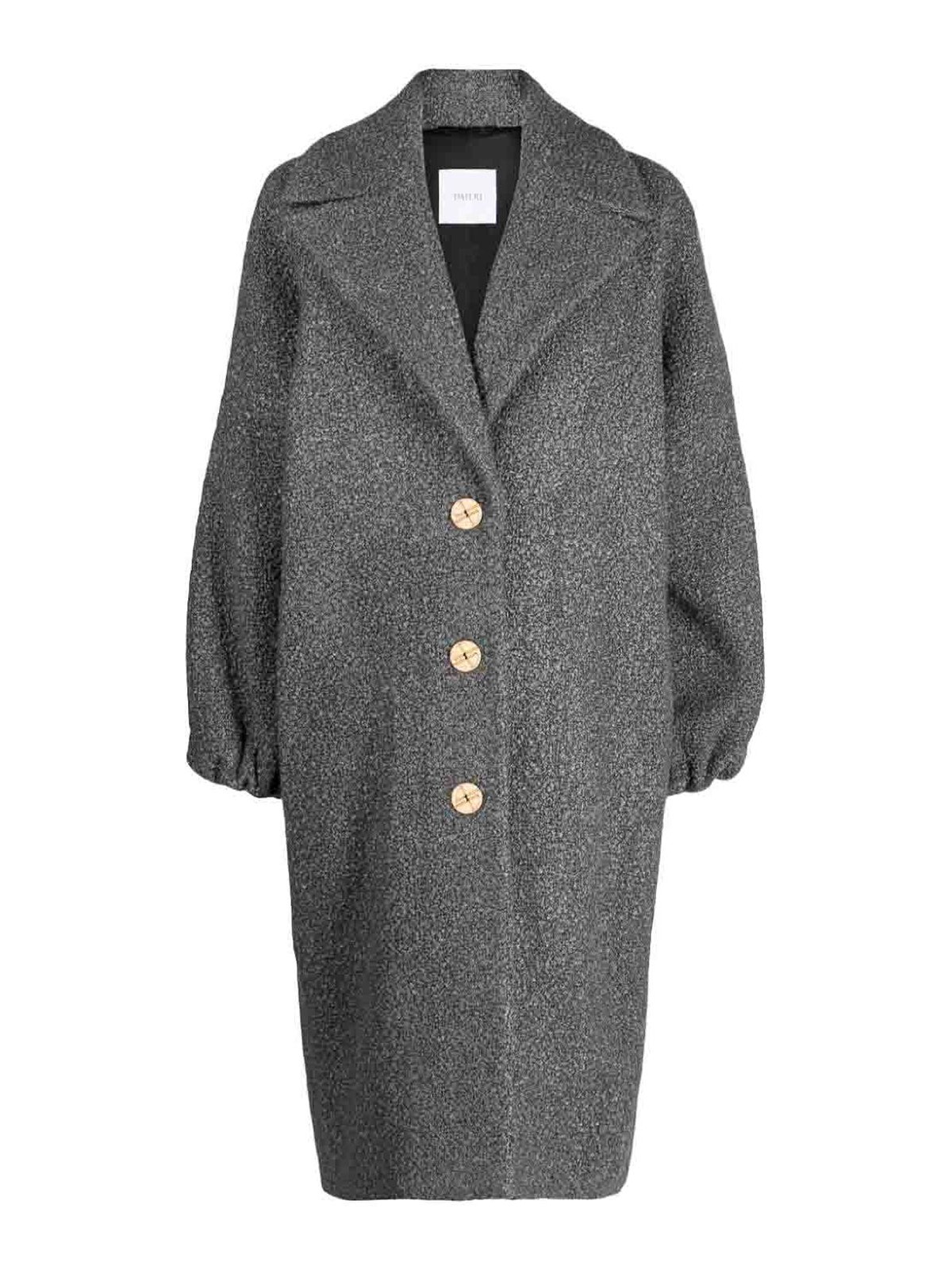 Shop Patou Puff-sleeve Single-breasted Coat In Grey