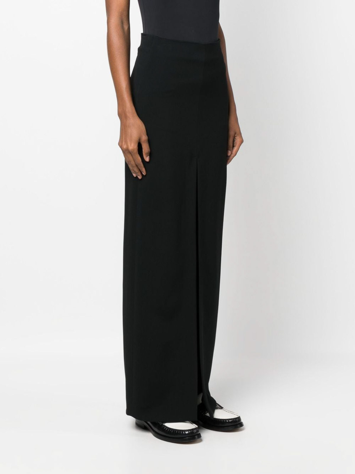 スカート PATOU Women Skirts SK0410011999B Black Patou | Pleated midi skirt in technical wool twill