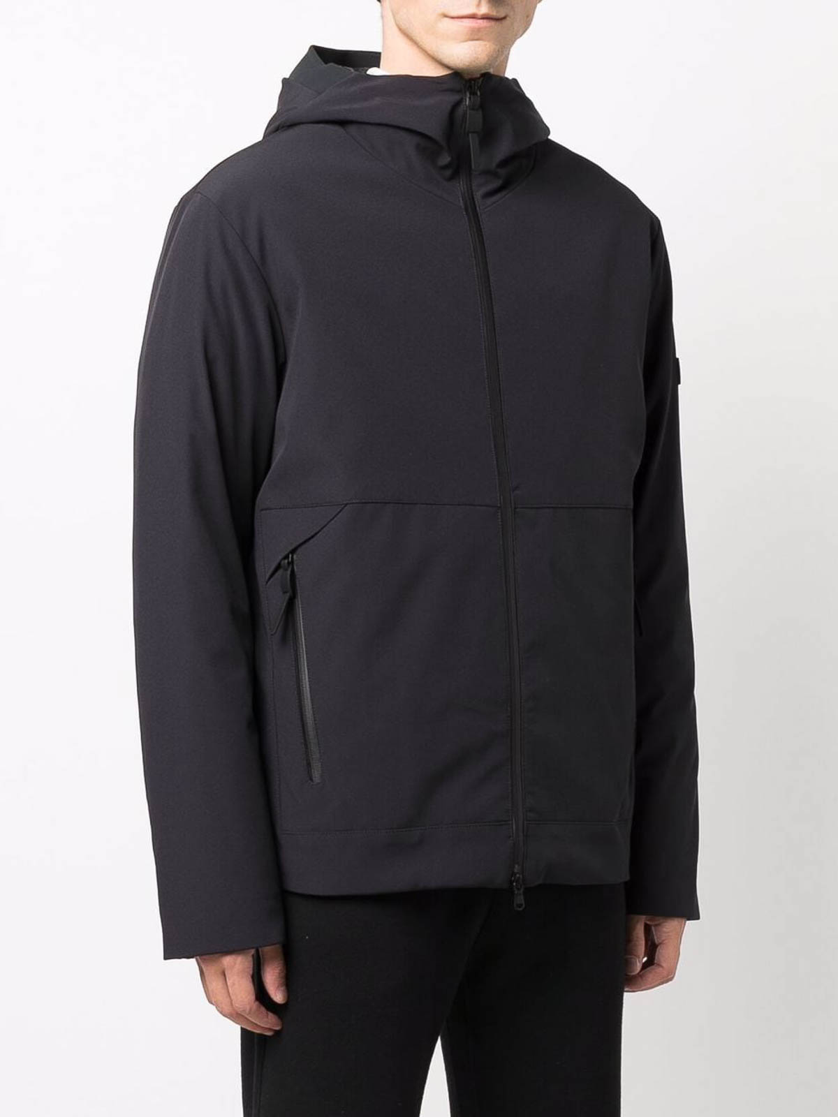 Shop Peuterey Zipped Hooded Jacket In Black