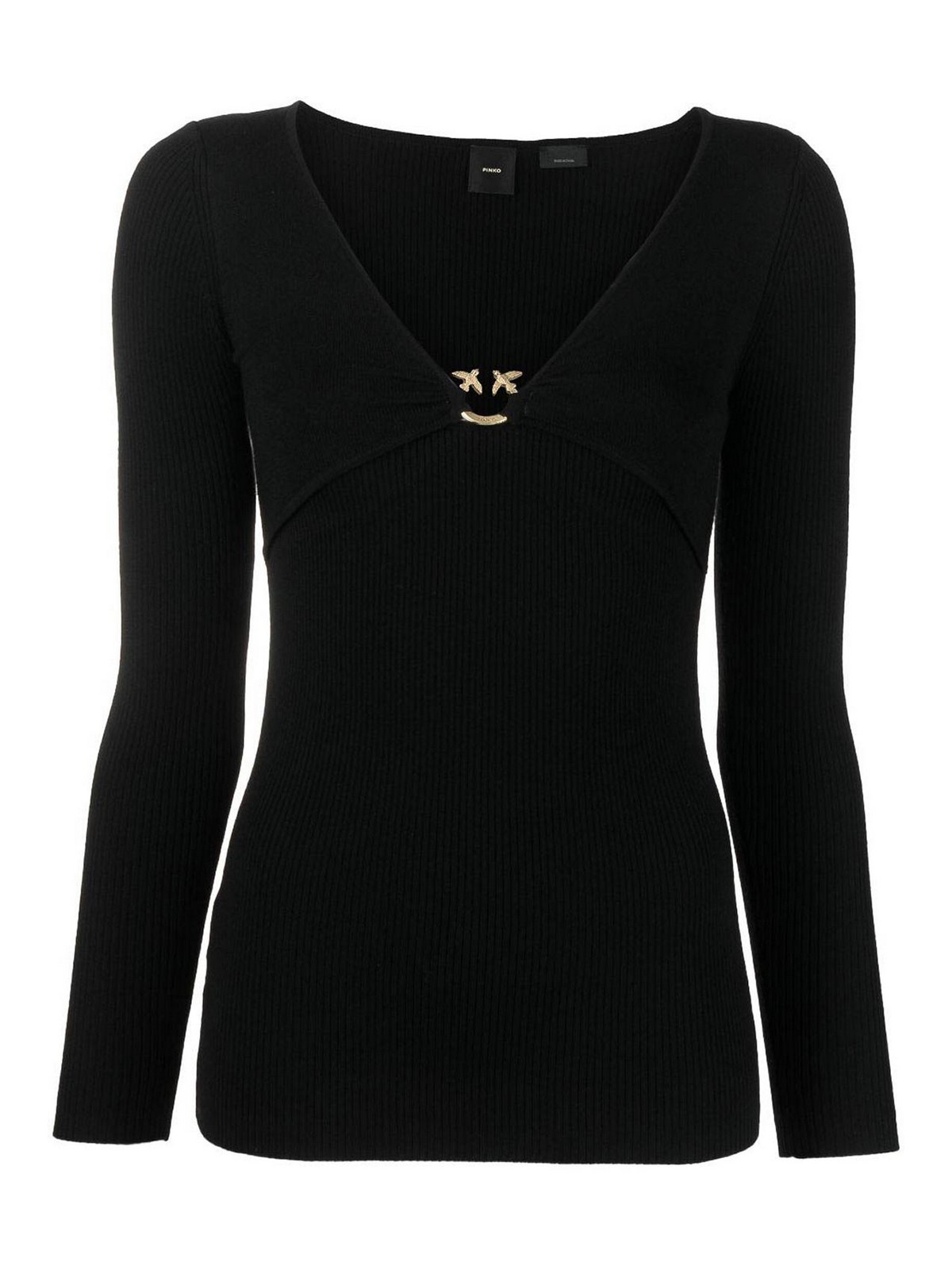 Pinko Love Birds-embellished Layered Top In Black