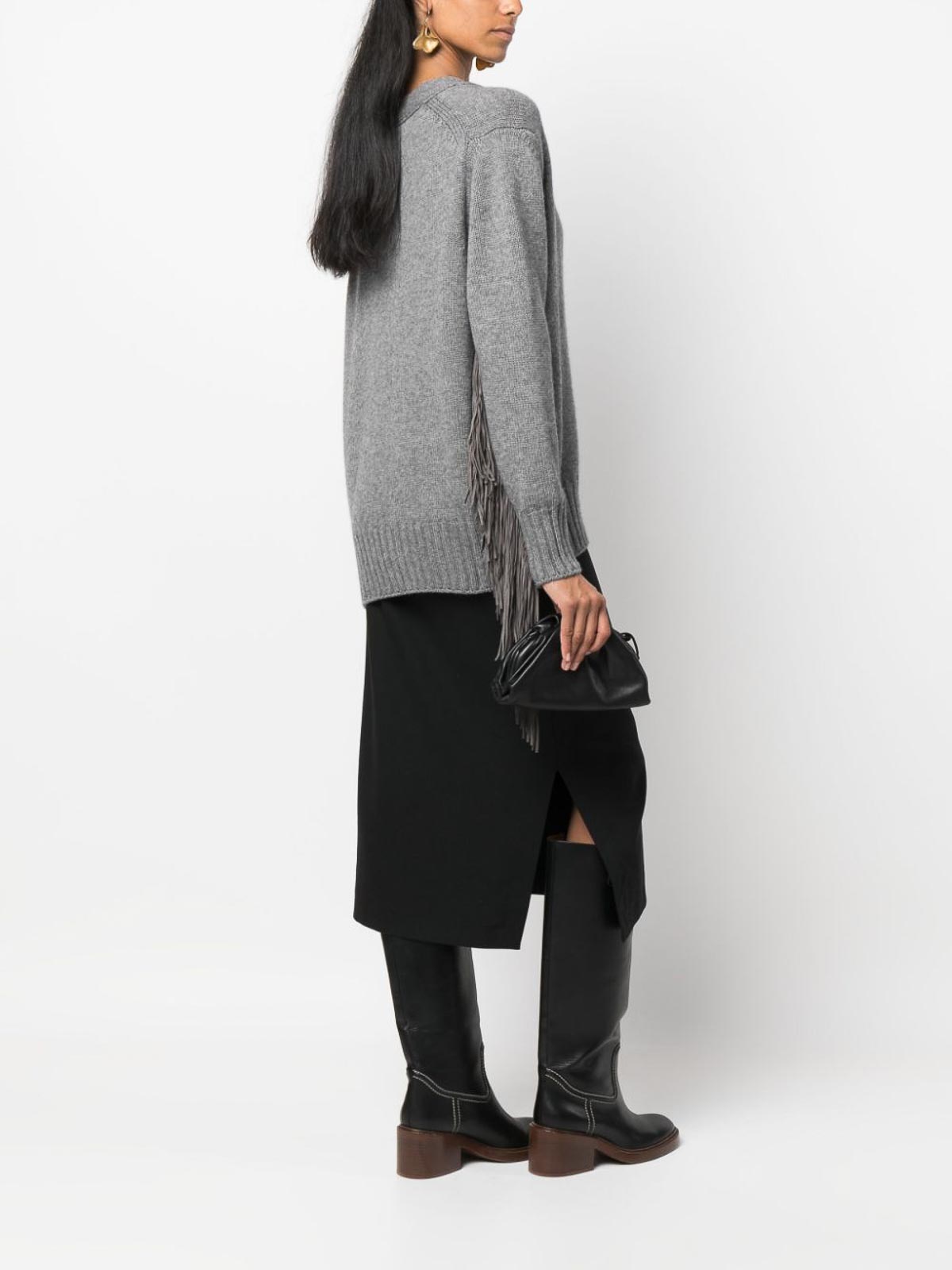 Classic Tweed Fringed Cardigan, Ivory