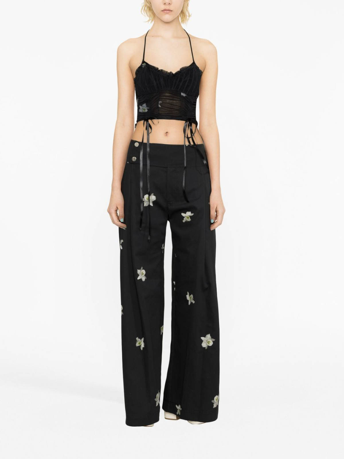 パンツ PINKO FW25 Trousers (105724 A2URZ99) Palazzo trousers with satin inserts PINKO → Shop Online