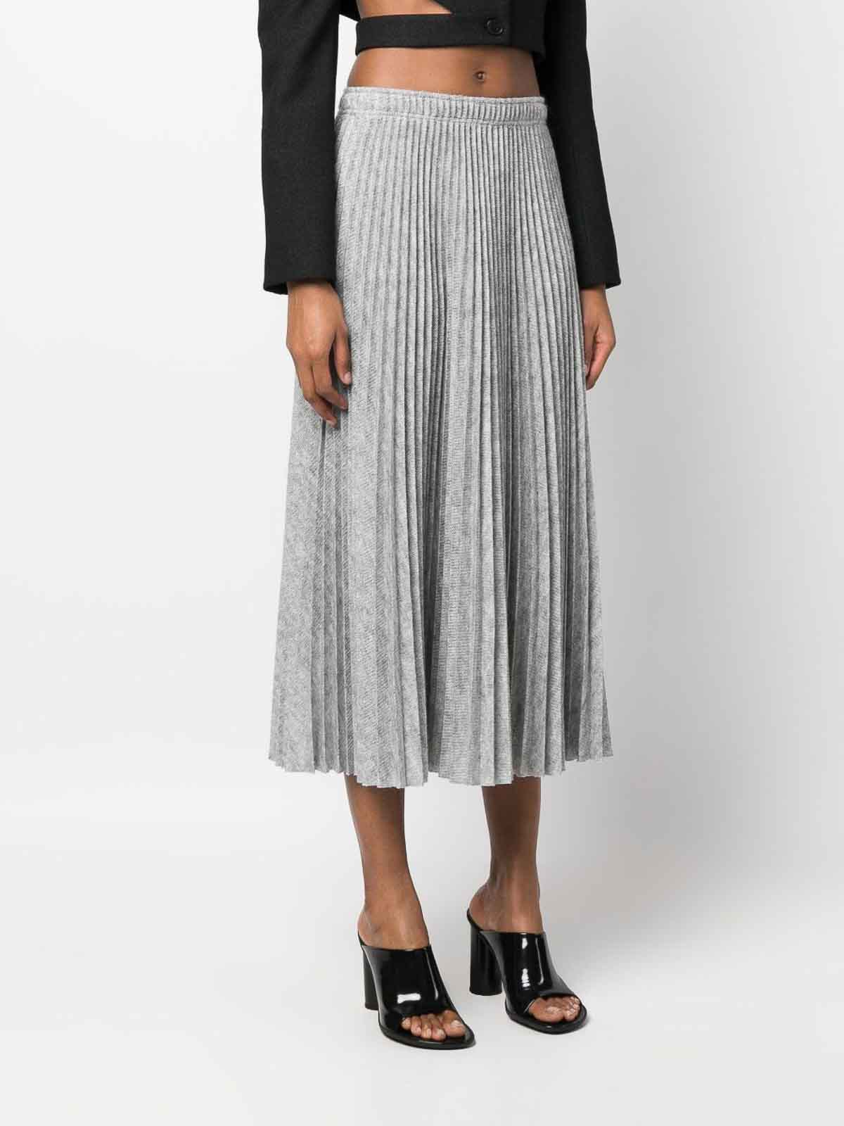 Shop Ermanno Scervino Pleated Midi Skirt In Grey
