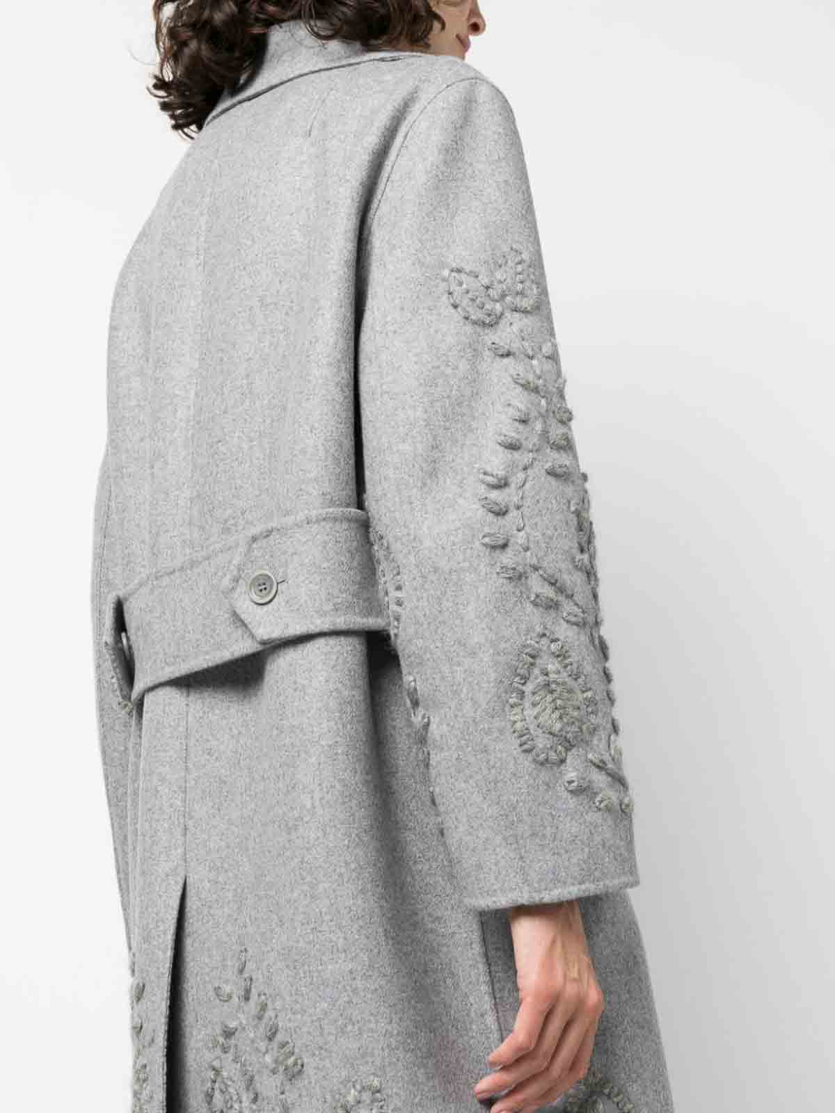 Ermanno Scervino Foral-embroidered coat - Grey|D436D332RLVWM2904