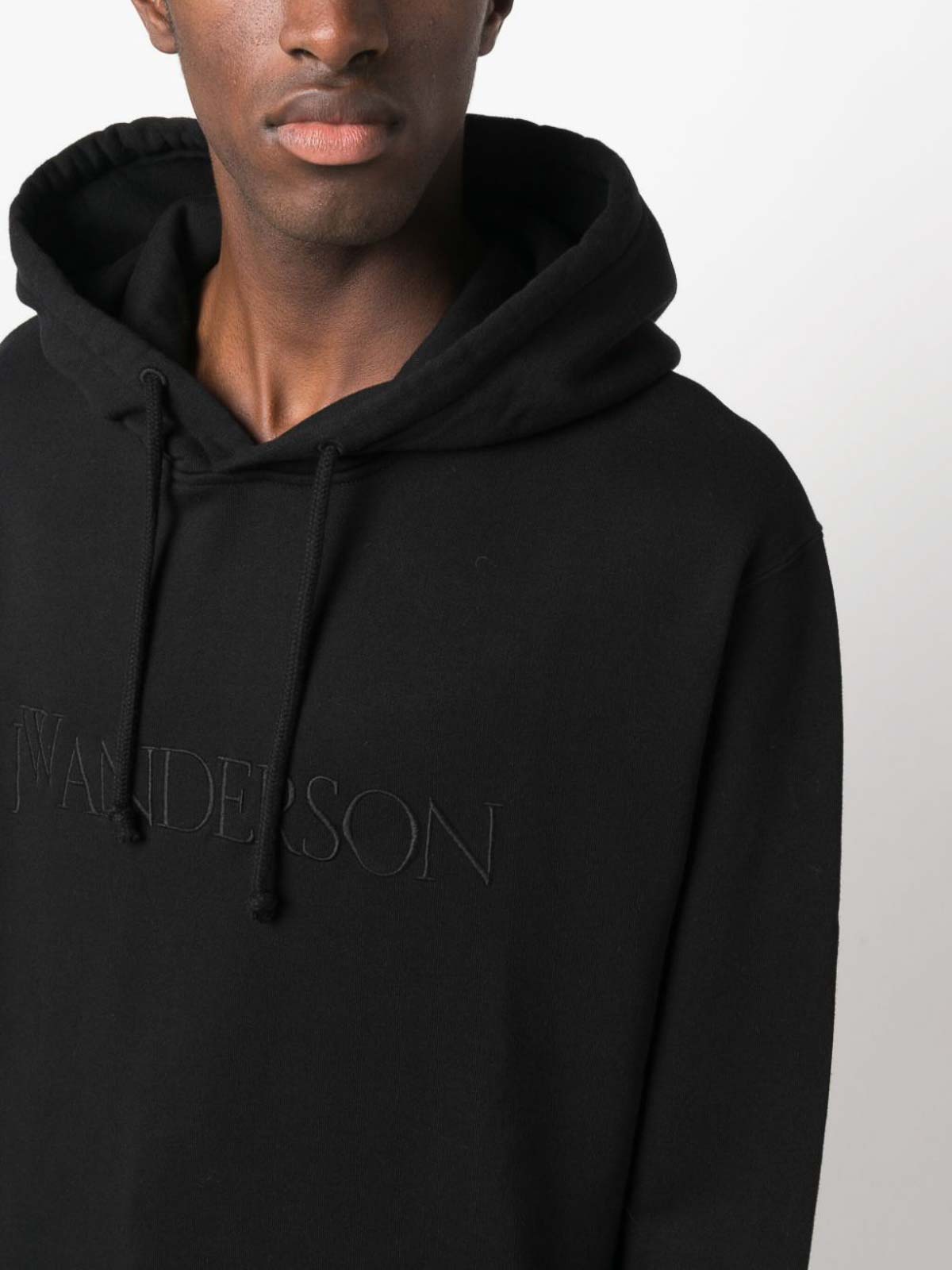 Shop Jw Anderson Logo-embroidered Hoodie In Black