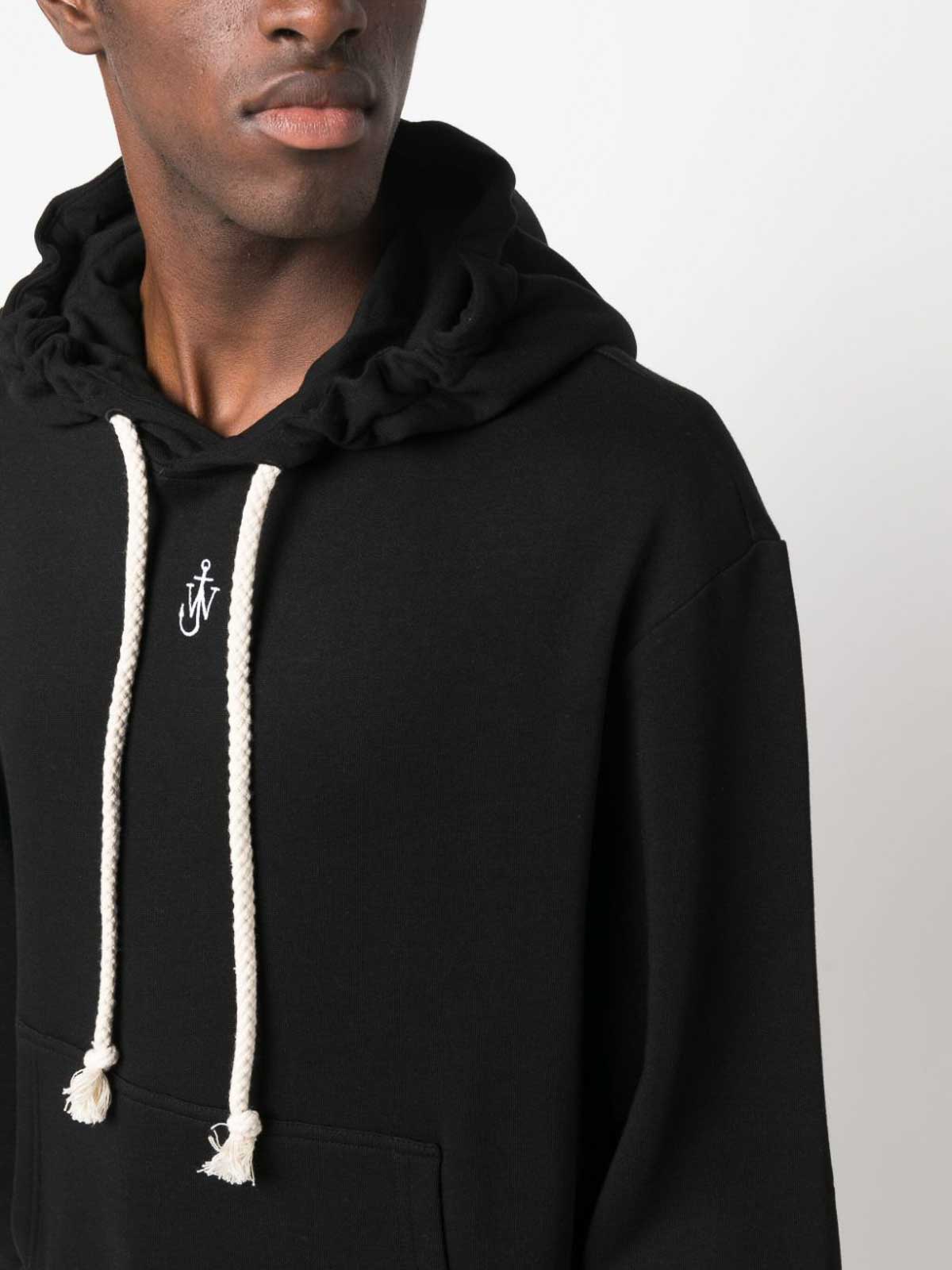 Shop Jw Anderson Logo-embroidered Hoodie In Black
